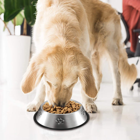 YUDANSI 2 Stainless Steel Dog Bowls with Rubber Base, Medium and Large Pet Feeder Bowls and Water Bowls (XL-51oz)