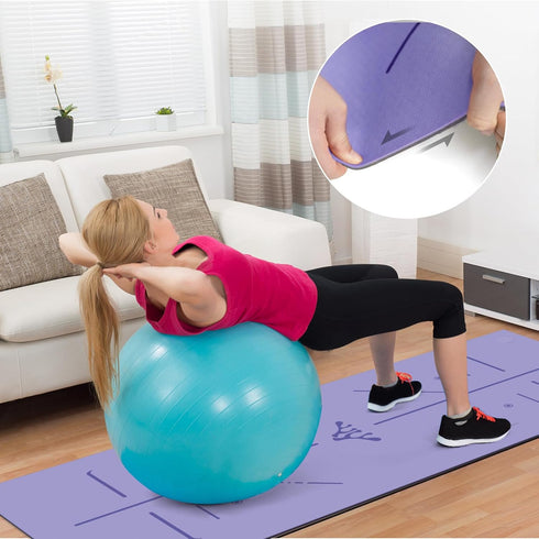 Yoga Mat 8mm Thick - Non-Slip Workout Mat 72"x 26"x 0.24" with Alignment Mark for Yoga, Pilates & Floor Workouts
