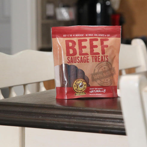 Happy Howie's Natural Dog Treats - Healthy Real Beef Sausage Links, Made in The USA, Hormone Free - 13 Pack