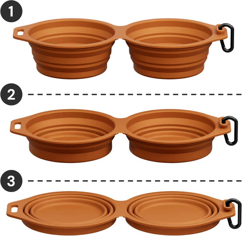 Pup Culture Dual Collapsible Dog Bowls | Portable Silicone Travel Water Bowl for Dogs | Food Grade, No Plastic Rim,
