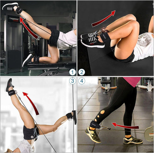 VORCOOL 2PCS Ankle Straps for Cable Machines, Neoprene Padded Cuffs for Weightlifting, Gym Workout, Carry Bag