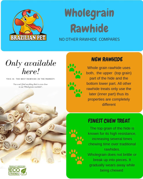 Premium Extra Thick Retriever Rolls 7-8 Inches (20 Pack) - 100% Natural, Single Sheet Rawhide Chews