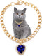 SOGAYU Cat Necklace Collar with Heart Rhinestone Pendant, Lightweight Adjustable Shine Diamond Cute