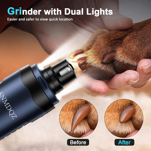 SNMDQZ Trimmers, 2 2 Dog Nail Grinder, Dog Nail and Clippers Kit with LED Lights. Super Quiet Electric Pet Nail