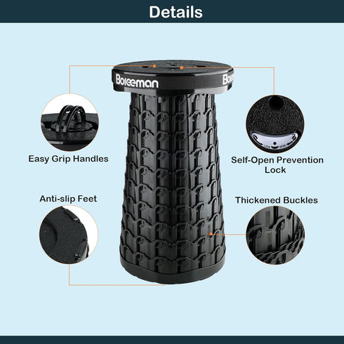 Boreeman 2026 800lbs Upgraded Collapsible Stool Lightweight Yet Sturdy with Load Capacity Portable Folding Stool
