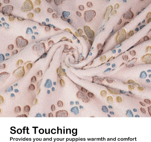 Dono 1 Pack 3 Dog Blankets, Soft Fluffy Fleece Pet Blanket, Warm Sleep Mat, Paw Print Design, Blanket for Dogs