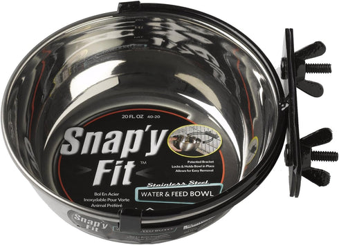 MidWest Homes for Pets Snap'y Fit Food Bowl, 20 oz (2.5 cups), Silver Pet Bowl for Metal Dog Crate or Cat Cage