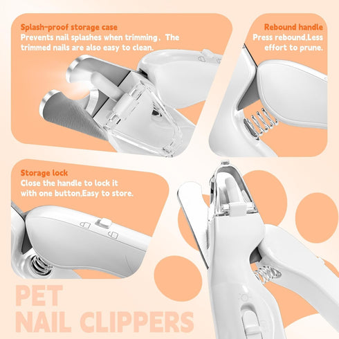 2-in-1 2 Dog Nail Clippers & Dog Nail Grinder with LED Lights, Ultra-Quiet, USB Rechargeable,Security Upgrade,Multiple