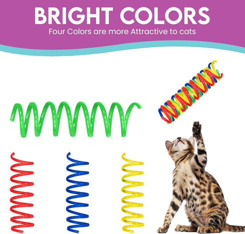 SPOT 3" 10-Pack Colorful Springs Cat Toys Bouncy Coils for Indoor Cats & Kittens to Swat, Chase & Bite, Safe