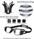 Swim Goggles for Men Women - No Leaking with Nose Clip, Earplugs, Swim Cap and Case