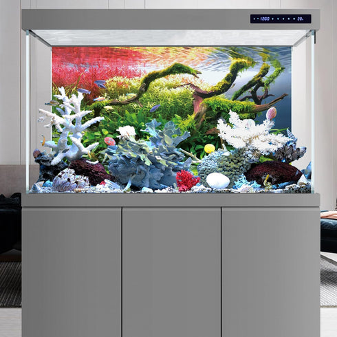 AWERT 48x18 inches Branches Fish Tank Background, Stone Seaweed Aquarium Background Vinyl.