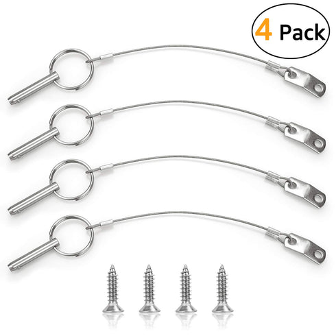 Quick Release Pin Bimini Top Pins, Diameter 0.25 Inch, Total Length 1.49 Inch, Usable Length 1 Inch, 4 PCS with Lanyard