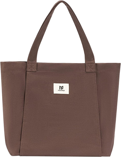 Moyaqi Canvas Tote Bag with Yoga Mat Carrier Pocket Carryall Shoulder Bag for Office, Workout, Pilates, Travel, Beach
