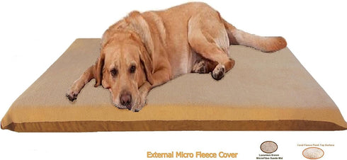 Replacement Beige Coral Fleece Micro Plush MicroSuede External Zippered Duvet Cover, 51''x33'', Fits (47"x29"x4") Dog