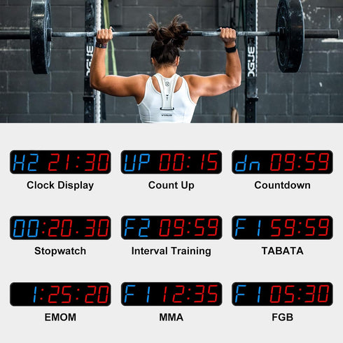 Gym Timer, Portable, Interval Timer with Rechargeable Battery and Built-in Magnet, LED Digital Anti Vertigo Display