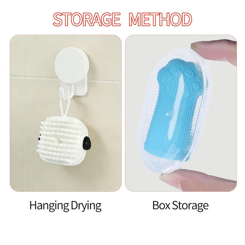 NOWANDBIRD 3PCS 2 Pet Grooming Kit Dog Bath Brush with Soap Dispenser & Finger Toothbrushes | Silicone Dog Shampoo