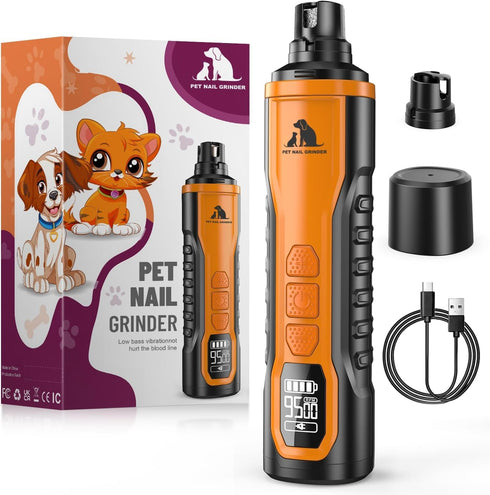 Juveximzy Electric Dog Nail Grinder: 5-Speed Quiet Dog Nail Trimmer with LED Light,