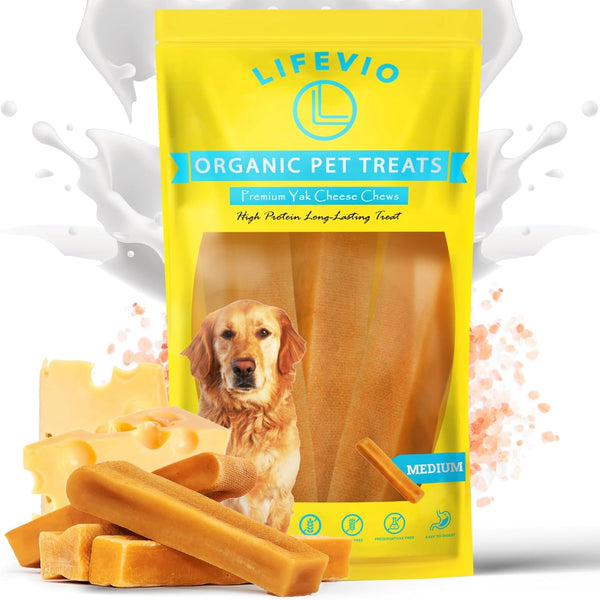 Medium Himalayan Yak Chews - Pack of 4, 100% Natural Yak Cheese Dog Chews for All Breeds & Sizes