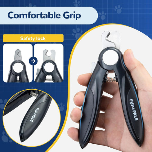 PUP&PALS Large/Medium Dog Nail Clipper: Sharp Stainless Steel Blade with Anti-Slip Grip for Easy Cutting of Thick Claws