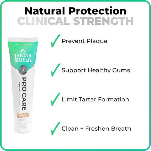 3 Oz. Tartar Shield Pro Care Natural Pet Toothpaste VOHC Approved Protects Against Plaque & Tartar Freshens Breath