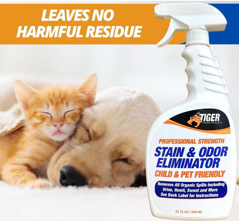 Pet Stain and Odor Remover, Enzyme Cleaner for Home & Professional Use, 32 Ounce Spray for Dog & Cat Urine, Feces, Vomit