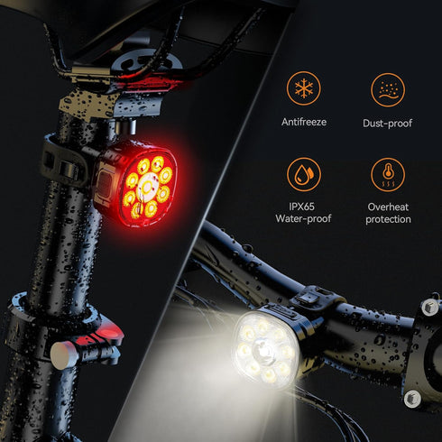 Victagen Bike Lights Kit - 9LED Bike Headlights with High & Low Beams, Waterproof for Night Riding
