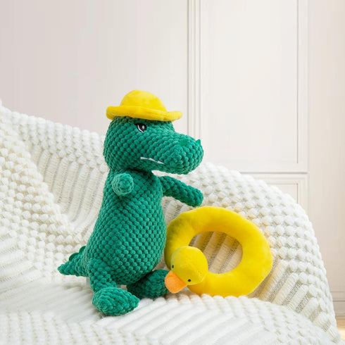 Alligator Squeaky Dog Toy Durable Stuffed Animal Dog Toys Cute Chew Dog Toy Flying Disc Dog Toy for Aggressive Chewers Puppy Small Medium Dogs