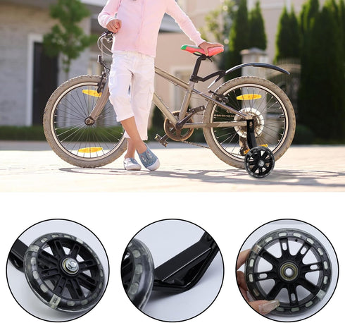 Pair of Bicycle Auxiliary Wheel, Children's Bicycle Accessories for 14", Flash Wheels Training Wheels for Kids Bike