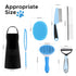 Pet Grooming Kit - Cat and Dog Brushes with Grooming Loop Leash, Apron, Dematting Comb, Slicker Brush, Bath Brush (blue)