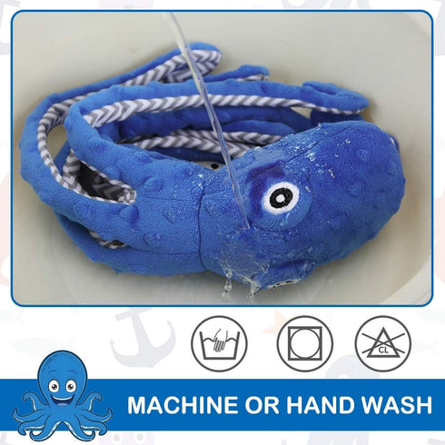 EXPAWLORER Octopus Dog Toy - Long Squeaky Plush Toy, Soft Stuffed Chew Toy with Crinkle Paper and Built-in Squeaker