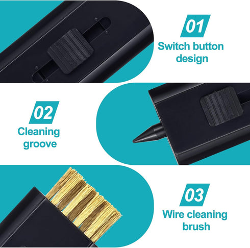 PAGOW 2 Pack Retractable Golf Club Cleaner Brush, Portable Double-Sided Groove Cleaner in Multicolor