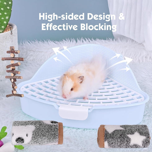 RUBYHOME Triangle Potty Trainer Pet Pan for Baby Rabbit, Chinchillas, Small Guinea Pigs, Ferret, Galesaur, Corner