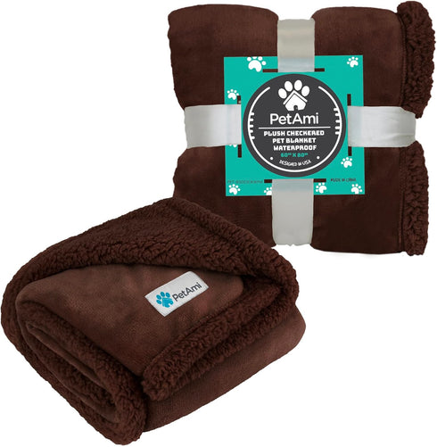 PetAmi Dog Blanket for Small Medium Dogs, Soft Sherpa Plush Reversible Washable, Mini 29x40, Solid Brown
