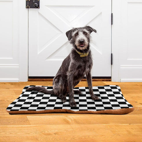 Checkerboard Pet Bed Pad, Soft Dog Bed Mat with Anti-Slip Bottom, Machine Washable Crate Pad for Sleeping