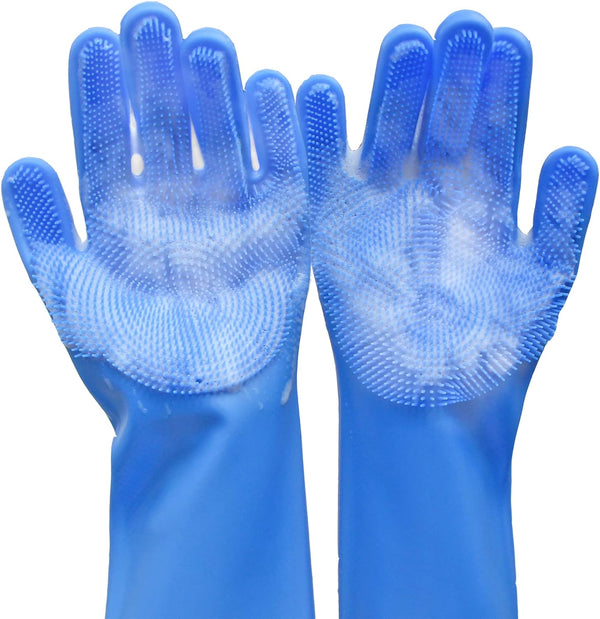 Pet Grooming Gloves, Yintoper Dog Washing Gloves - High-Density Teeth, Heat Resistant Silicone Cat Hair Remover, Blue