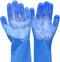 Pet Grooming Gloves, Yintoper Dog Washing Gloves - High-Density Teeth, Heat Resistant Silicone Cat Hair Remover, Blue