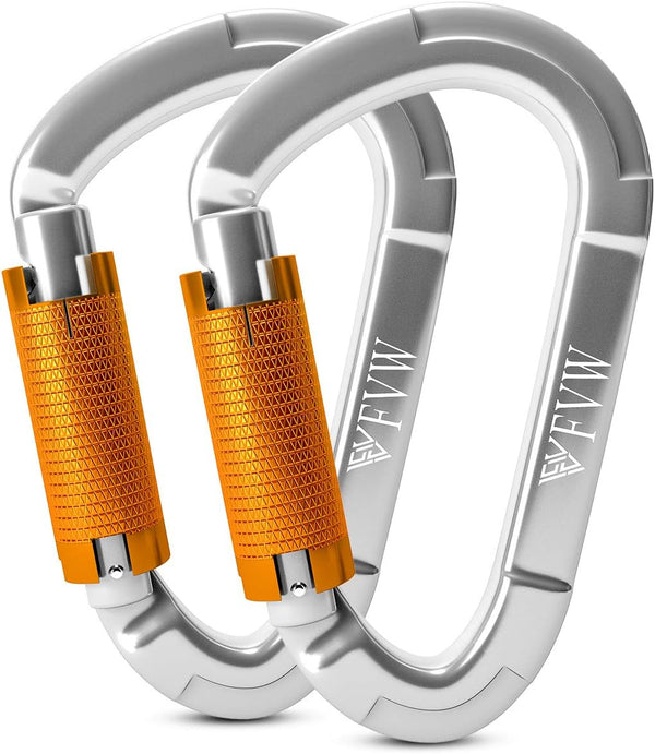 FVW Professional Auto Locking Rock Climbing Carabiner Clips, 25KN Heavy Duty Caribeaners for Rappelling, Swing, Rescue
