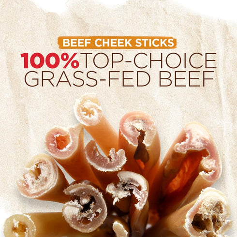 Natural Farm Beef Cheek Strips, 10-12 Inch (12-Pack) - High Protein, Long Lasting Treats for All Dog Sizes