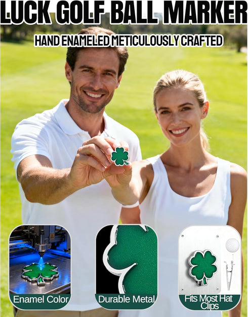 50 Pcs Golf Ball Markers - Four Leaf Clover, Cute Funny Novelty Golf Markers, Golf Accessories Gifts Ball Position
