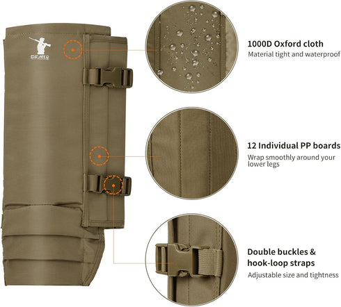 Snake Gaiters - Waterproof Lower Legs Protective Gaiters for Men/Women, Adjustable Size for Hunting/Hiking