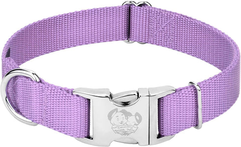 Country Brook Petz Premium Nylon Dog Collar with Metal Buckle for Small Medium Large Breeds (Large, 1 Inch, Lavender)