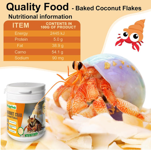 WaggyTech 60g Hermit Crab Food - Baked Coconut Treat, Natural Dried Coconut for Crab Healthy & Additive Free, Easily