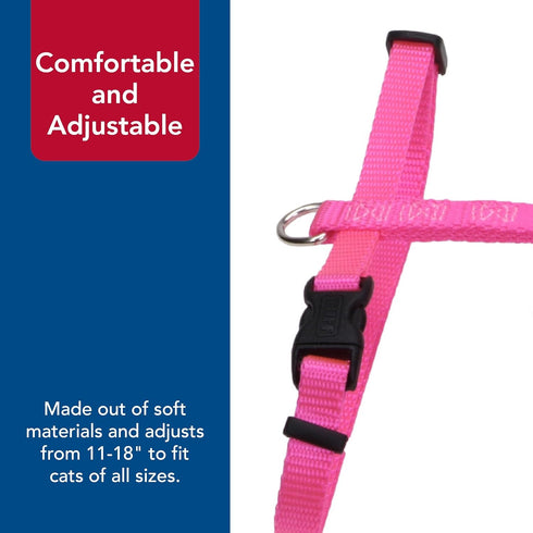 Coastal Pet Adjustable "H" Cat Harness - Comfortable Outdoor Cat Supply - Secure Snap-Lock Buckles - Red, 3/8" x 10"-18"