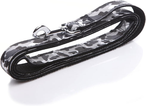 Heavy Duty Dog Leash, Nylon Camouflage for Small and Medium Dogs, 4 FT/ 6 FT/ 10 FT Long, 1 Inch Wide (Black, 10 FT)