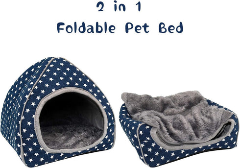 BWOGUE Cozy Guinea Pig House Bed, Large Hideout for Dwarf Rabbits, Hedgehog, Bearded Dragon Winter Nest