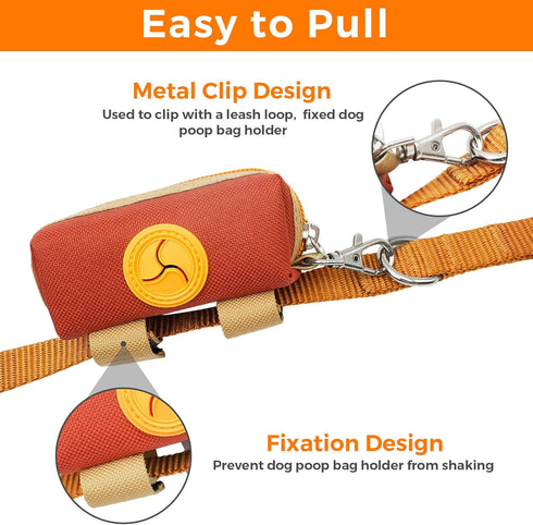 1 Dog Poop Bag Holder Zippered Pouch, Portable Dog Poop Bag Dispenser with Metal Clip, Fashion Color Matching Canvas
