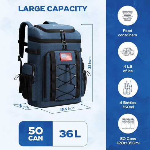 Maelstrom Backpack Cooler, Soft Lightweight Leakproof Cooler Backpack, 50 Can Insulated Bag for Men and Women