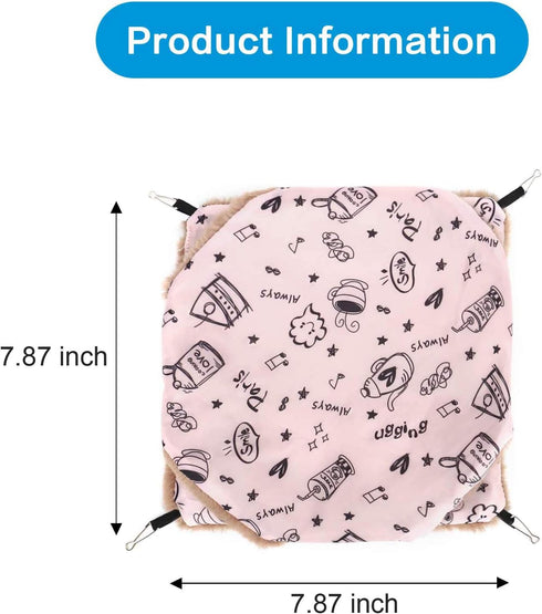 Petmolico Small Pet Hammock Bed, Warm Hanging BunkBed for Parrot, Sugar Glider, Squirrel, Hamster, Rat, Pink Cup