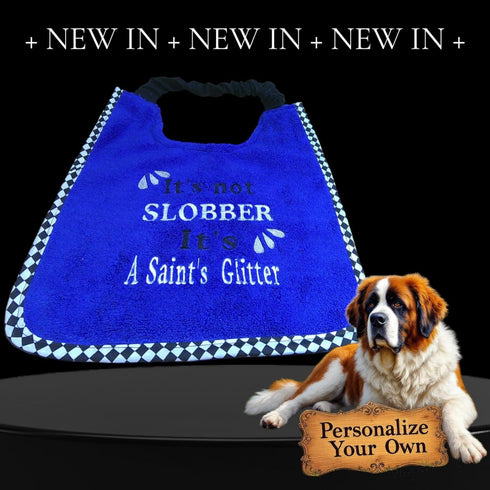 Adjustable Waterproof Drool Bib for Large Dogs - Glitter Embroidered