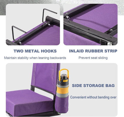 NBGYTECH Stadium Seats with Back Support Thick Cushion Bleacher Chair with Shoulder Strap and Handle Portable Bleacher